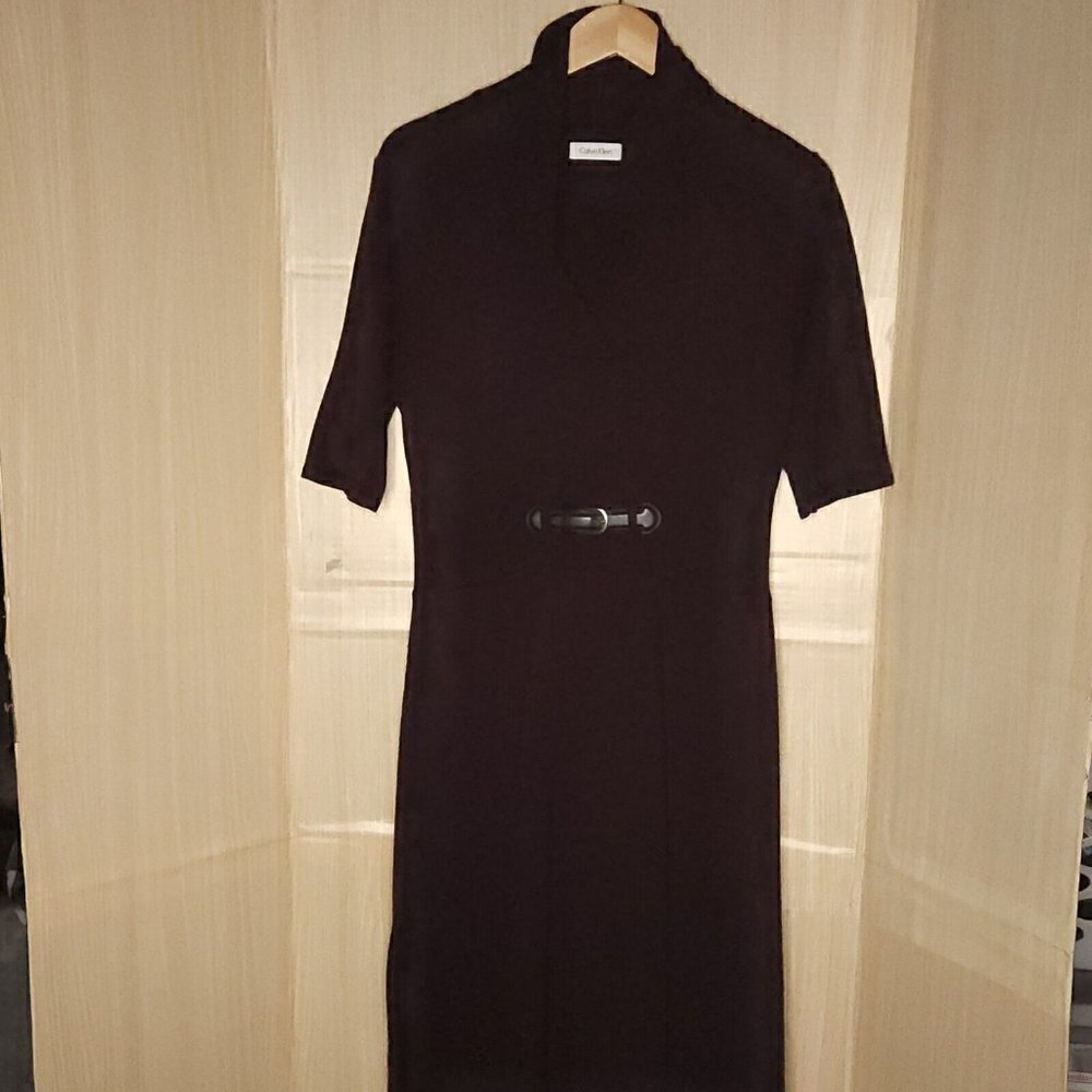 Calvin Klein Purple Fit & Flare Sweater Dress Large